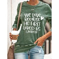 Women's Plus Size Tops Pullover Sweatshirt Graphic Letter Print Long Sleeve Crewneck Streetwear Fall Winter Green Black Big Size XL XXL 3XL 4XL 5XL Lightinthebox - thumbnail