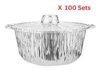 Hotpack Aluminium Pot Container With Hood - 100 Sets - APOT34