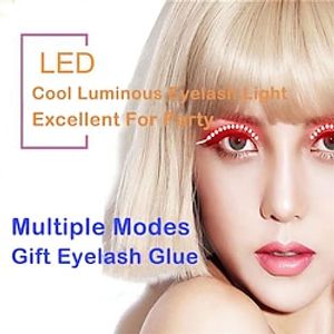 LED luminous false eyelashes Halloween double eyelid paste night club party creative handmade false eyelash lamp miniinthebox