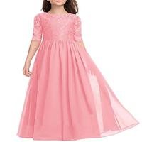 Flower Girls Dress Elegant Vintage Lace Chiffon A-Line Formal Birthday Wedding Party Floor Length Dress 6-13 Years Lightinthebox