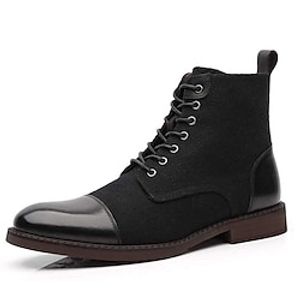 Men's Boots Combat Boots Vintage Classic Daily Outdoor Canvas Black Grey Brown Color Block Fall Winter miniinthebox