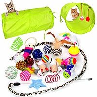 24 cat toys kitten toys assortments, 2 way tunnel, cat feather teaser - wand interactive feather toy fluffy mouse, crinkle balls for cat, puppy, kitty, kitten miniinthebox - thumbnail