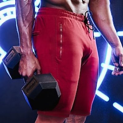 Men's Athletic Shorts Running Shorts Gym Shorts Sports Going out Weekend Breathable Quick Dry Running Casual Pocket Drawstring Elastic Waist Plain Knee Length Gymnatics Activewear Black Red Lightinthebox