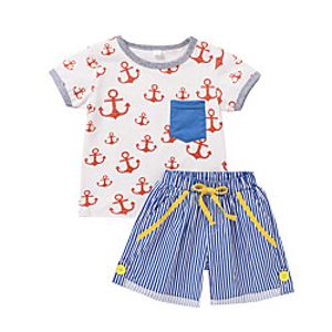 Kids Toddler Girls' Clothing Set Short Sleeve Blue Graphic Print Active Regular 2-8 Years Lightinthebox