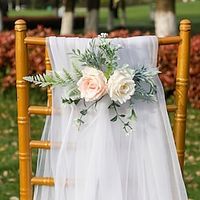 1pc Simulation Flower Wedding Decoration Chair Back Flower Outdoor Hotel Creative Layout European Chair Tied Flower Chair Cover Decorative Flowers Lightinthebox - thumbnail