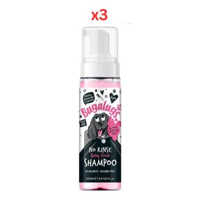 Bugalugs Baby Fresh No Rinse Dog Shampoo 200ml (6.8 Fl Oz) (Pack of 3)