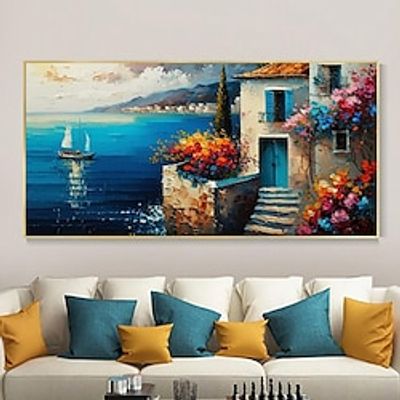 Original Seaside Mediterranean Handpainted Oil Painting On Canvas Large Wall Art Abstract Blue Seascape Art Painting Living room Home Decor No Frame Lightinthebox Original Seaside Mediterranean Handpainted Oil Painting On Canvas Large Wall Art Abstract Blue Seascape Art Painting Living room Home Decor No Frame Lightinthebox