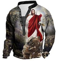 Men's Unisex Sweatshirt Pullover Button Up Hoodie Gray Standing Collar Graphic Prints Print Casual Daily Sports 3D Print Streetwear Designer Casual Spring   Fall Clothing Apparel Hoodies Sweatshirts  Lightinthebox - thumbnail