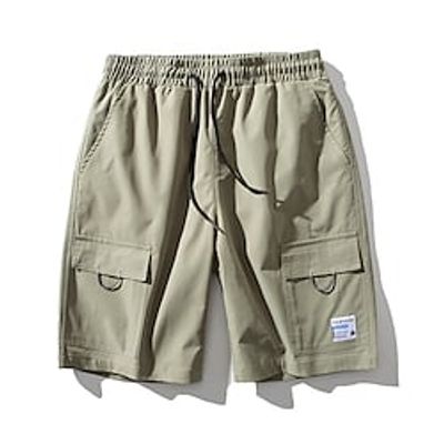 Men's Fashion Sports Chinos Shorts Pocket Multiple Pockets Knee Length Pants Daily Gym Stretchy Solid Color Soft Outdoor Mid Waist Black Army Green XL XXL 3XL 4XL  Summer Lightinthebox
