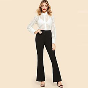 Women's Stylish Soft Comfort Breathable Outdoor Going out Work Bootcut Pants Pants Solid Colored Full Length High Waist Black Wine miniinthebox