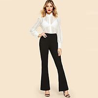 Women's Stylish Soft Comfort Breathable Outdoor Going out Work Bootcut Pants Pants Solid Colored Full Length High Waist Black Wine miniinthebox - thumbnail