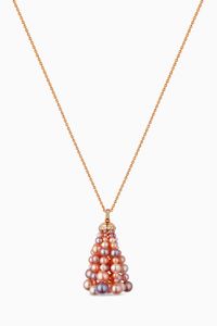 Bahar Diamond Necklace with Pearls in 18kt Rose Gold, Small