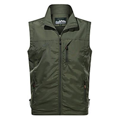 Men's Jacket Solid Colored Embroidered Sporty Spring Jackets Regular Holiday Sleeveless Polyester Coat Tops Blue Lightinthebox