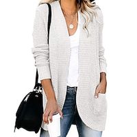 Women's Casual Jacket Breathable Comfortable Outdoor Daily Wear Vacation Going out Pocket Knit Cardigan Collarless Active Daily Casual Comfortable Solid Color Regular Fit Outerwear Long Sleeve Winter Lightinthebox - thumbnail