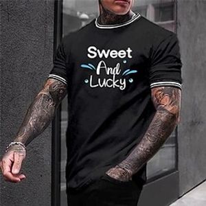 Men's T shirt Tee Graphic Patterned Solid Color Letter Crew Neck Casual Daily Short Sleeve Tops Casual White Black Lightinthebox