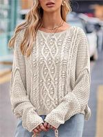 Women's Round Neck Twist Knitted Loose Pullover Sweater