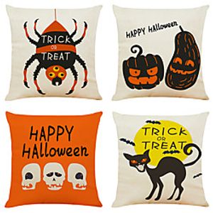 Halloween Double Side Cushion Cover 4PC Soft Decorative Square Throw Pillow Cover Cushion Case Pillowcase for Bedroom Livingroom Superior Quality Machine Washable Indoor Cushion for Sofa Couch Bed Chair Lightinthebox
