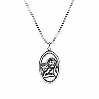sterling silver oxidized necklaces for women teen girls double sided vintage guardian angel oval medal small pendant choker y necklaces danity cherub medallion long charm chain jewelry gift (28'') Lightinthebox - thumbnail