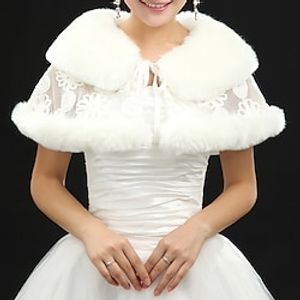 Faux Fur Wraps Shawls Women's Wrap Elegant Keep Warm Sleeveless Imitation Cashmere Wedding Wraps With Flower For Wedding Fall  Winter Lightinthebox