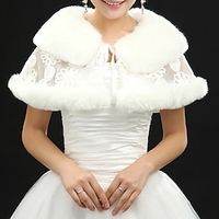 Faux Fur Wraps Shawls Women's Wrap Elegant Keep Warm Sleeveless Imitation Cashmere Wedding Wraps With Flower For Wedding Fall  Winter Lightinthebox - thumbnail