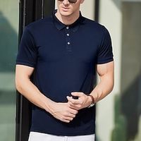 Men's Golf Shirt Golf Polo Work Casual Lapel Short Sleeve Basic Modern Plain Button Spring  Summer Regular Fit Black White Pink Red Navy Blue Royal Blue Golf Shirt Lightinthebox