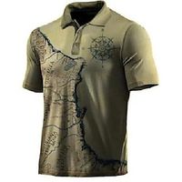 Men's Polo Shirt Golf Shirt Map Graphic Prints Vintage Turndown Green Outdoor Street Short Sleeves Button-Down Print Clothing Apparel Sports Fashion Streetwear Designer Lightinthebox - thumbnail