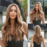 28 Inches Long Wavy Wigs For Women Ombre Brown Wigs Heat Resistant Fibre Synthetic Wigs Women's Wig Daily Natural Looking miniinthebox - thumbnail