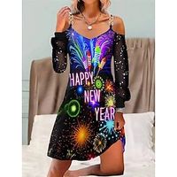 Women's Casual Dress T Shirt Dress Tee Dress Letter Print Mesh Strap Mini Dress Streetwear New Year Street Long Sleeve Loose Fit Red Purple Green Fall Winter S M L XL XXL Lightinthebox - thumbnail