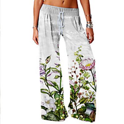 Women's Basic Soft Comfort Daily Home Chinos Pants Flower / Floral Graphic Prints Full Length Elastic Drawstring Design Print Gray miniinthebox Women's Basic Soft Comfort Daily Home Chinos Pants Flower / Floral Graphic Prints Full Length Elastic Drawstring Design Print Gray miniinthebox