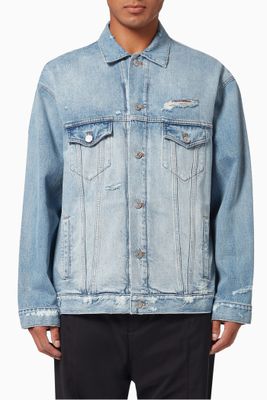 Barcode Large Fit Jacket in Organic Vintage Denim Barcode Large Fit Jacket in Organic Vintage Denim