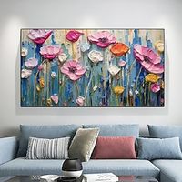 3D Heavy Texture Flower Oil painting on Canvas hand painted Modern Colorful Floral Art Girls Bedroom Wall decor Abstract Palette Knife flower Painting Housewarming Gift Lightinthebox