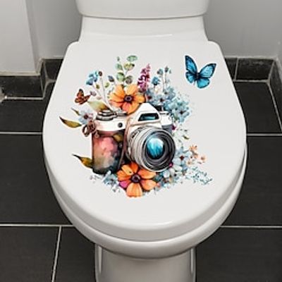 1pcs Creative Camera Pvc Bathroom Wall Sticker Self-Adhesive Toilet Seat Decorative Toilet Sticker. Lightinthebox