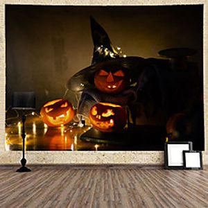 Halloween Wall Tapestry Art Decor Blanket Curtain Hanging Home Bedroom Living Room Decoration(Psychedelic Haunted Scary Pumpkin Skull Skeleton Bat Castle Grim Reaper Polyester miniinthebox