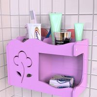 Bathroom Wall Kitcken Shelf Sticker Rack Storage Holder Box Containing Cosmetic Storage