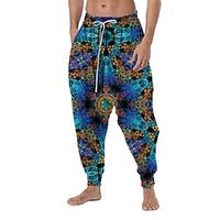 Men's Joggers Trousers Beach Pants Baggy Harem Pants Boho Pants Drawstring Elastic Waist 3D Print Optical Illusion Graphic Prints Comfort Soft Casual Daily Holiday Boho Hippie Blue Green Micro-elastic Lightinthebox - thumbnail