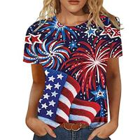 Women's T shirt Tee American Flag Weekend Independence Day Print Black Short Sleeve Fashion Round Neck Summer Lightinthebox