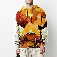 Men's Pullover Hoodie Sweatshirt Cartoon Graphic Front Pocket Print Casual Daily Weekend 3D Print Casual Retro Hoodies Sweatshirts  Blue Purple Pink Lightinthebox - thumbnail