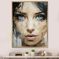 Hand Painted Face abstract art Female oil Painting Woman Wall Art Large Pastel colors painting Artwork Blue Painting Wall Art Home Decoration ready to hang or canvas miniinthebox