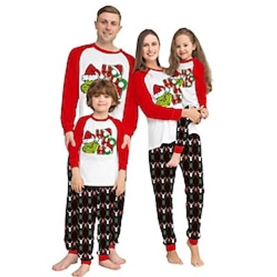 Santa Claus Reindeer Family Christmas Pajamas Nightwear Men's Women's Boys Girls' Family Matching Outfits Christmas New Year Christmas Eve Kid's Adults' Home Wear Polyester Top Pants Lightinthebox