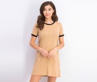 Womens Short Sleeve Summer Dress  Brown - thumbnail