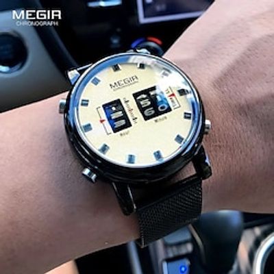 Watches Men Military Sport Brown Leather Quartz Wrist Watch Luxury Drum Roller Relogio Masculino 2137 Lightinthebox