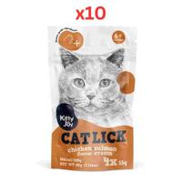 Kitty Joy Cat Lick Chicken + Salmon Flavor Cream Cat Treats 60G (Pack of 10)