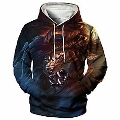 Men's Pullover Hoodie Sweatshirt Graphic Animal Casual Daily Weekend 3D Print Casual Hoodies Sweatshirts  Yellow Lightinthebox