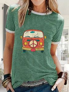 Round Neck Print Short Sleeve T-shirt