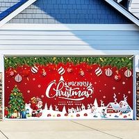 Christmas Outdoor Garage Door Cover Xmas Banner Santa Claus Snowman Large Christmas Backdrop Decoration for Holiday Outdoor Garage Door Home Wall Decorations Lightinthebox - thumbnail