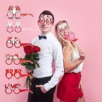 6pcs Valentine's Day Party Paper Decoration Glasses Wedding Love Heart Party Glasses Photo Props Lightinthebox - thumbnail