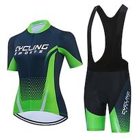 21Grams Women's Cycling Jersey with Bib Shorts Short Sleeve Mountain Bike MTB Road Bike Cycling Green Rose Red Polka Dot Bike Clothing Suit 3D Pad Breathable Quick Dry Moisture Wicking Back Pocket Lightinthebox - thumbnail