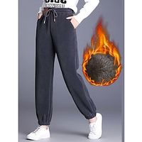 Women's Sweatpants Fleece Pants Trousers Harem Pants Full Length Active Streetwear Outdoor Street Dark-Gray Black M L Fall Winter Lightinthebox - thumbnail