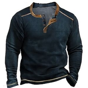 Men's Waffle Henley Shirt Tee Plain Henley Clothing Apparel 3D Print Outdoor Casual Long Sleeve Button Fashion Designer Comfortable Lightinthebox