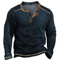 Men's Waffle Henley Shirt Tee Plain Henley Clothing Apparel 3D Print Outdoor Casual Long Sleeve Button Fashion Designer Comfortable Lightinthebox - thumbnail